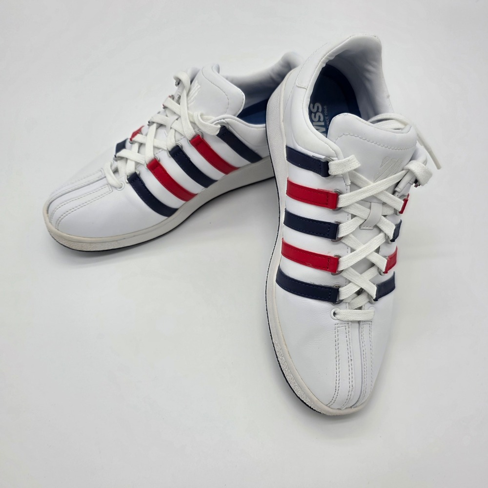 K Swiss Classic 88 White Red Blue, 03343130, Low Cut, Leather Mens Shoes Size 10 - Picture 3 of 10